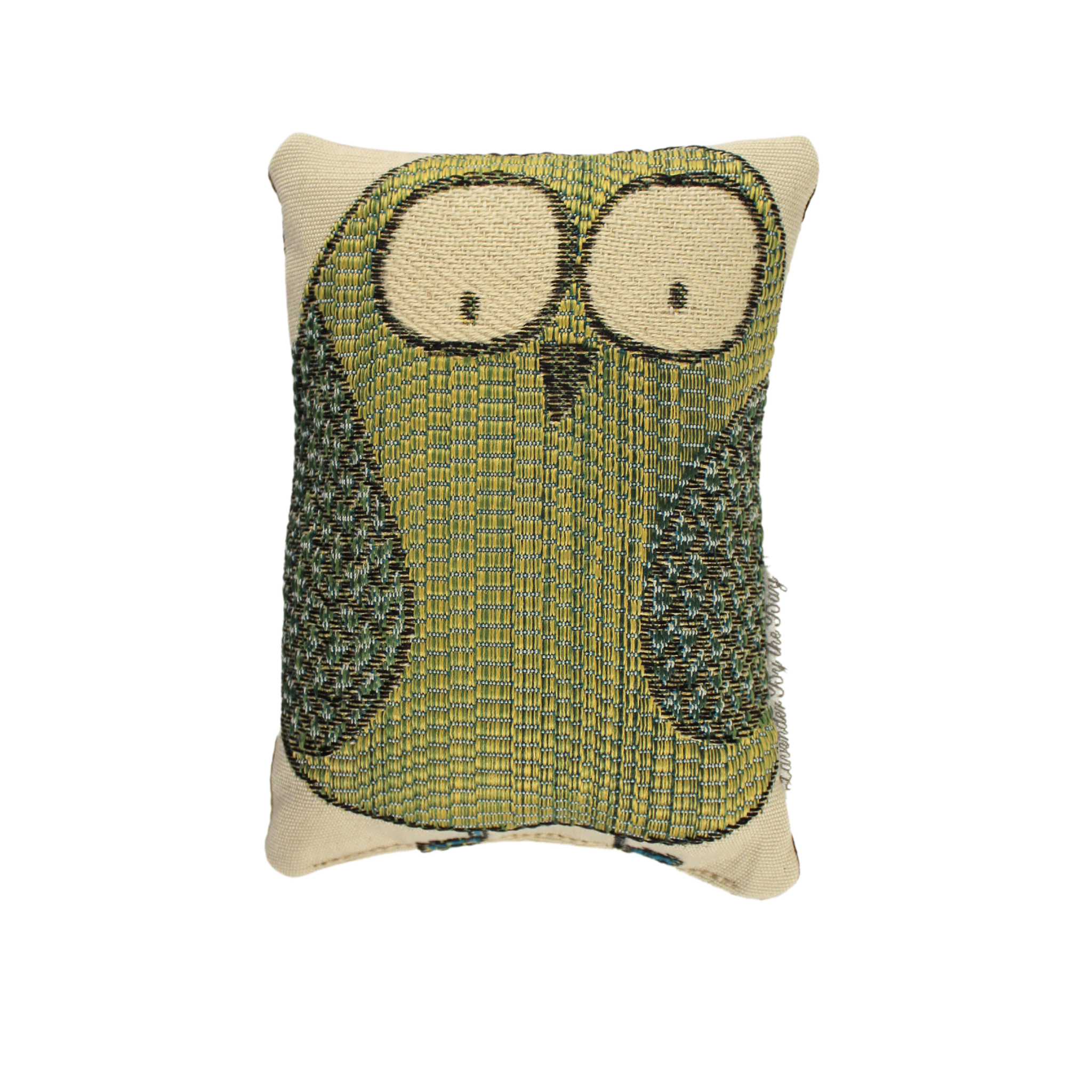 Yellow Green Owl lavender sachet on whitie background