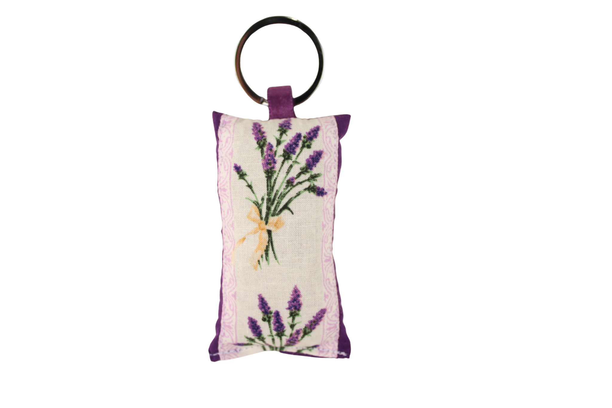 Lavender Boquet flowers design featuring on lavender sachet key chain gift on white background