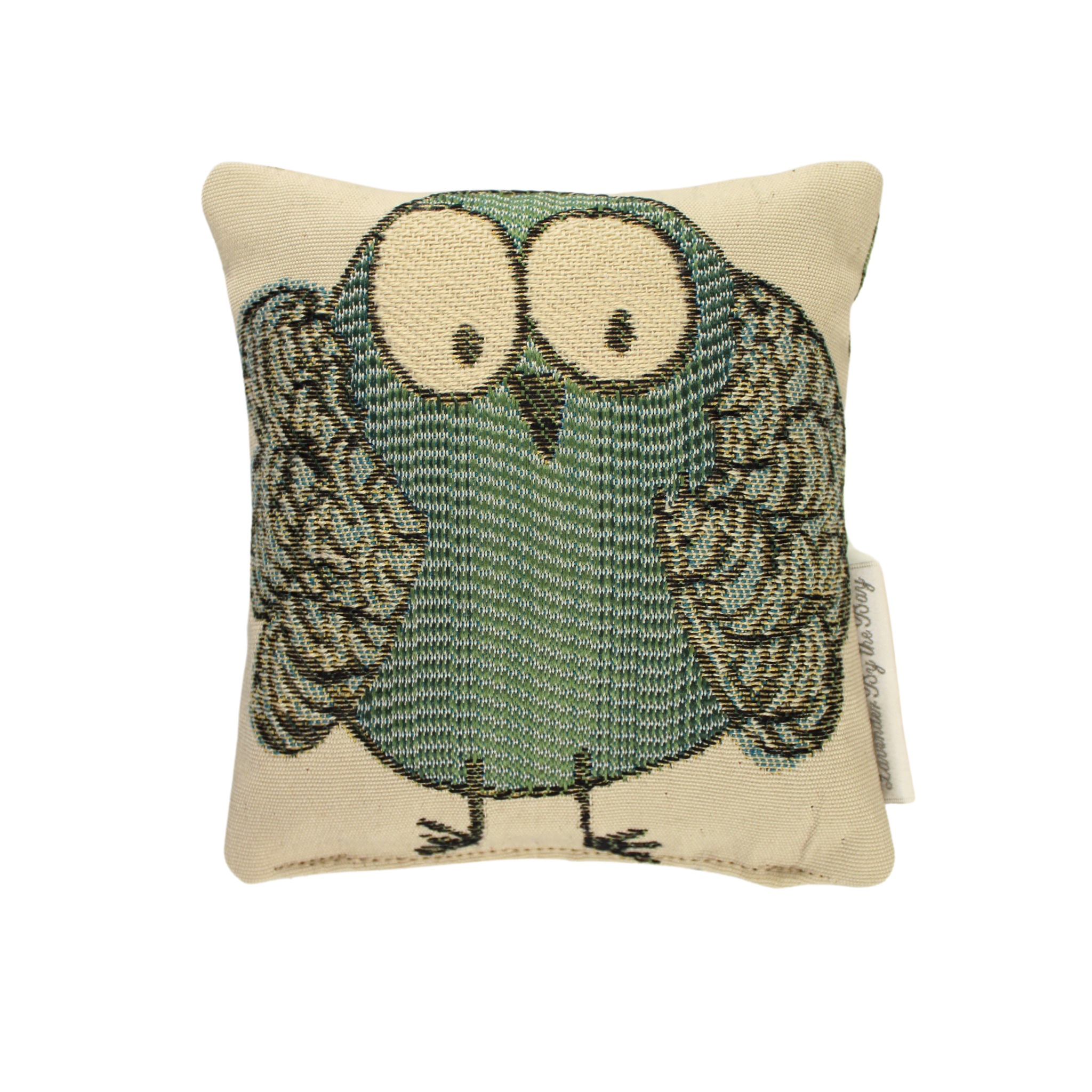 blue Green Owl Lavender Sachet on white background