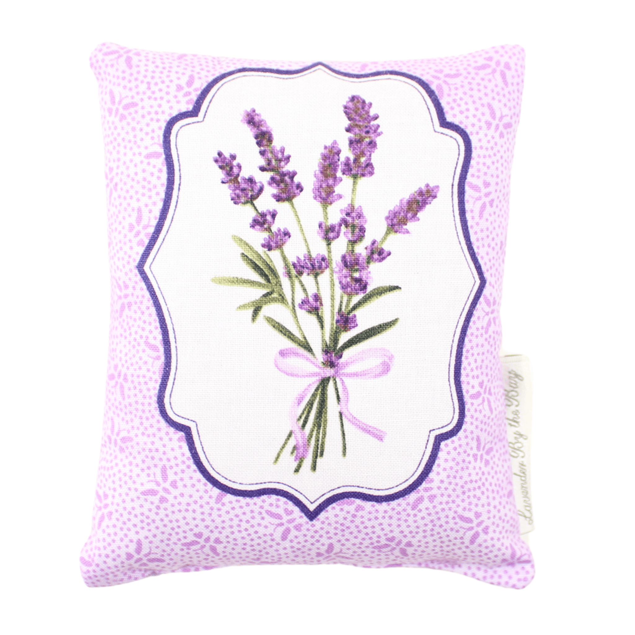 lavender scented pillow with Bouquet on White and Purple