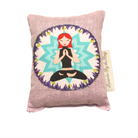 one of the Yoga Applique Lavender sachets featuring a red head girl sitting in a yoga pose