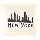 Embroidered New York skyline on  embroidered throw pillow Sachet on white background