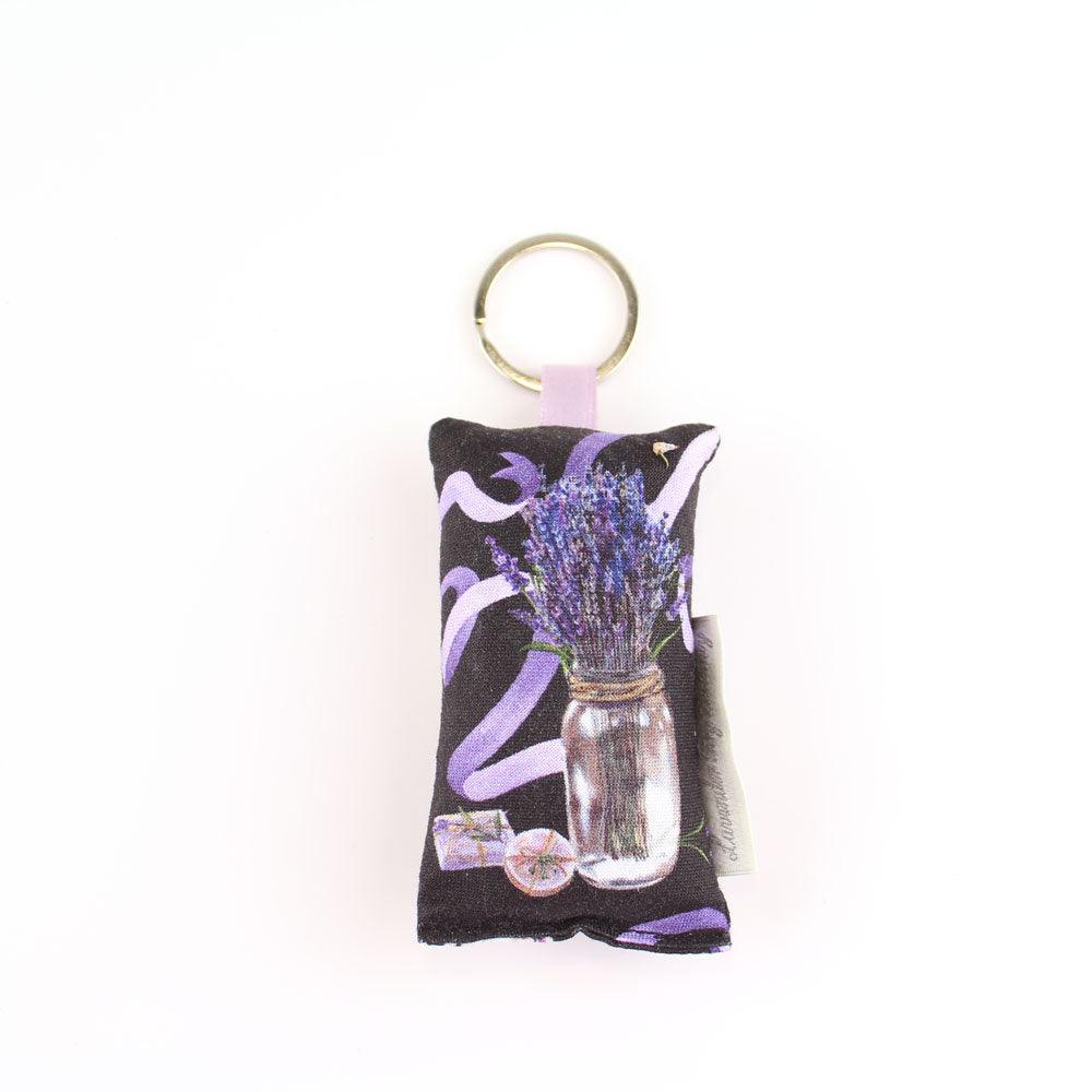 Design of a Lavender bunch in jar featuring on keychain gift on white background