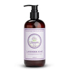 Lavender liquid soap bottle standing on white background