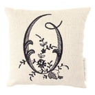 monogrammed throw pillow with black letter O on white background
