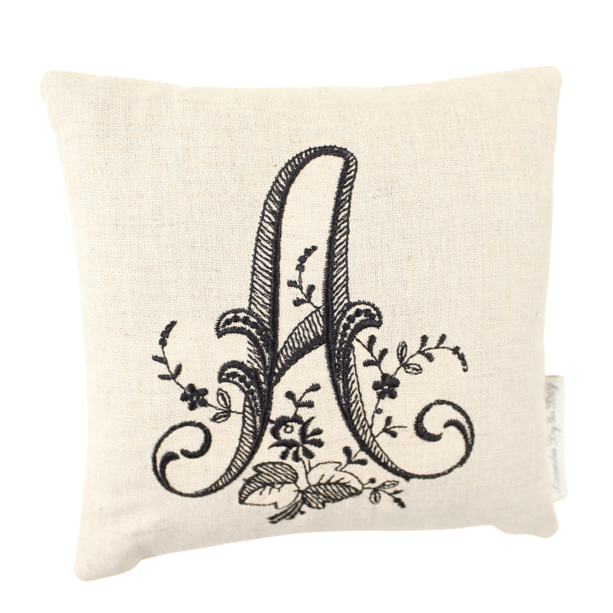 Monogrammed Pillow with the letter "A" on white background