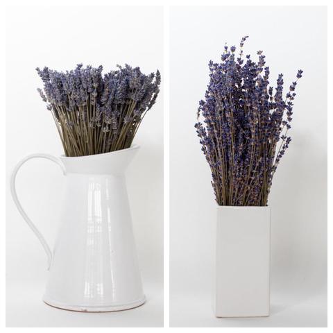 Great Gift Ideas For Moms Who Has Everything blog post featured image showing two dried lavender bouquets in two white two white vases