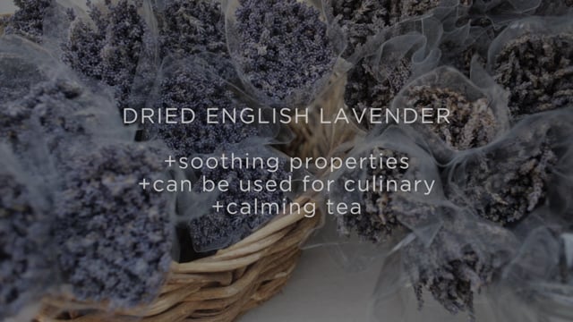  Dried English Lavender theme video of 8 senconds showing cahnging slides of lavender producs and farms