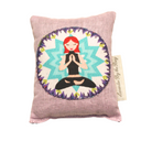 one of the Yoga Applique Lavender sachets featuring a red head girl sitting in a yoga pose 