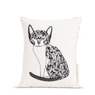 Stylized cat with geometric pattern on white background