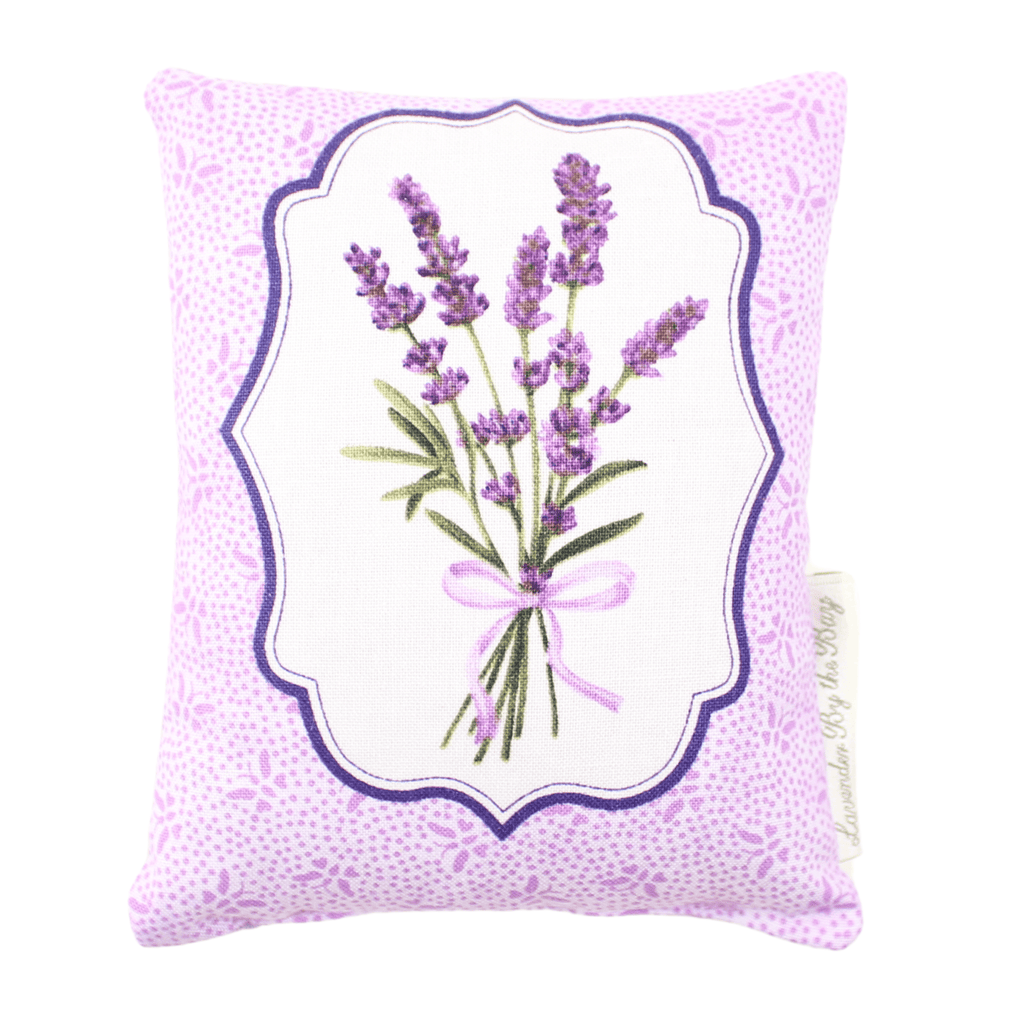 Lavender Bouquet on White & Purple Sachet - Lavender By The Bay