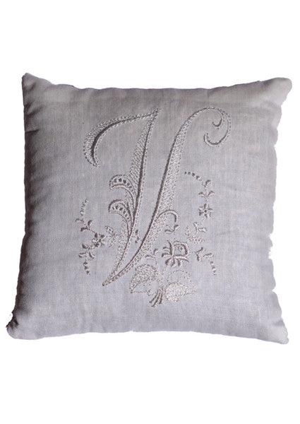 Monogrammed Pillow - White (Most Letters) - Lavender By The Bay